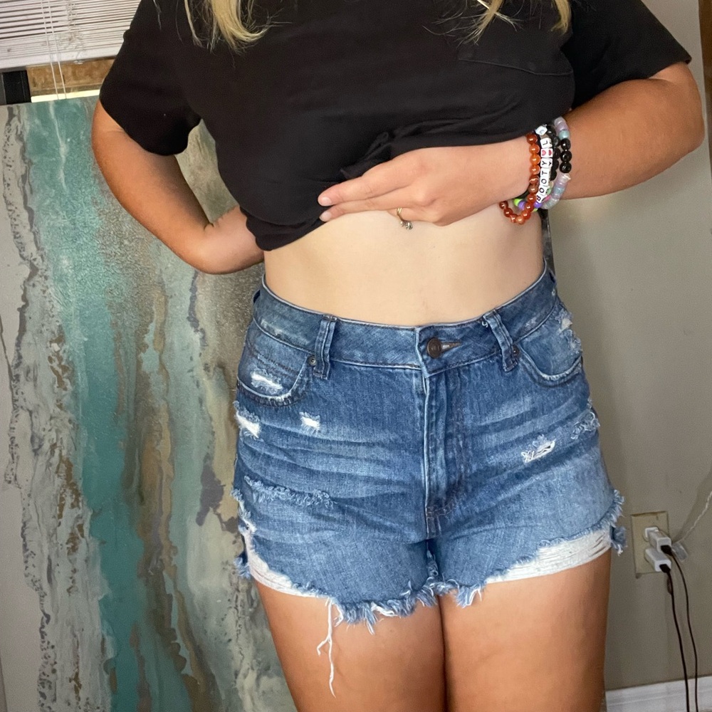 Super high rise jean shorts